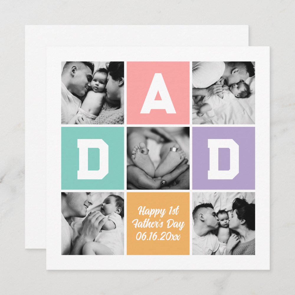 Disover New Dad First Father's Day Family Photo Grid Holiday Card