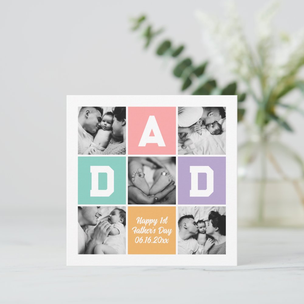 Discover New Dad First Father's Day Family Photo Grid Holiday Card