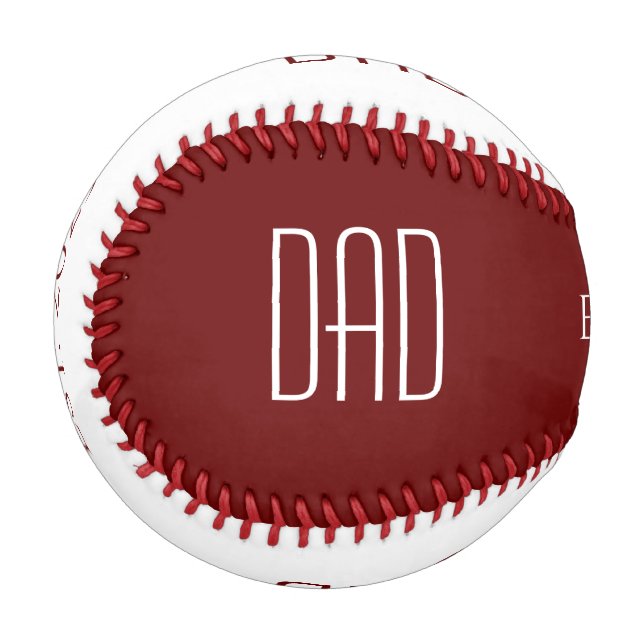 New Dad First Father's Day Minimalist Red White  Baseball (Front Left)