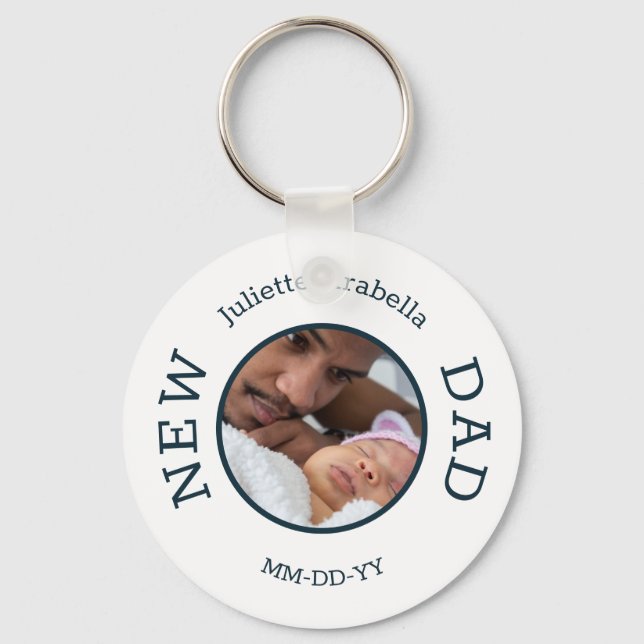 New Dad First Time Dad Custom Photo Personalized Keychain (Front)