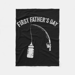 New Dad Fisherman, First Fathers Day Fishing Dad Fleece Blanket