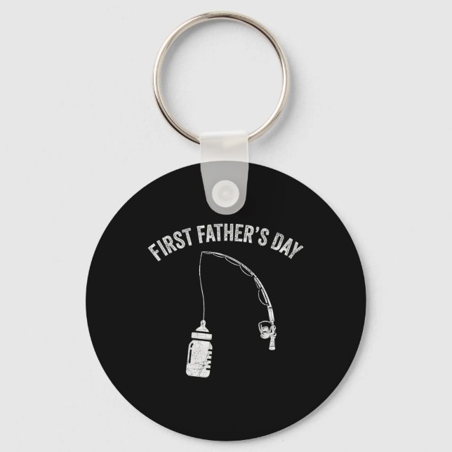 New Dad Fisherman, First Fathers Day Fishing Dad  Keychain (Front)