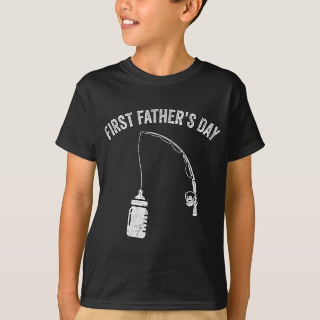 New Dad Fisherman, First Fathers Day Fishing Dad  T-Shirt (Front)
