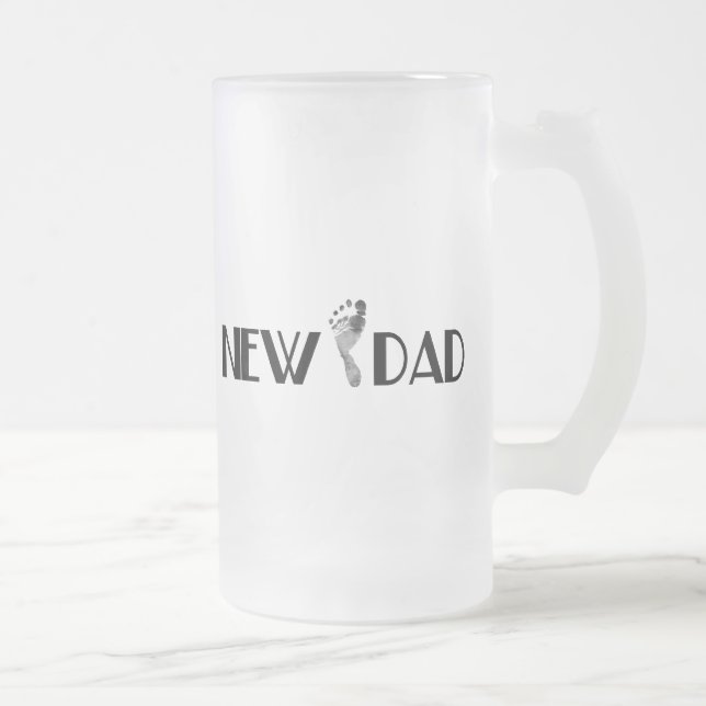 New Dad Frosted Glass Beer Mug (Right)