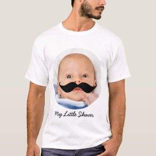 New Dad Funny My Little Shaver Mustache Baby Photo T-Shirt