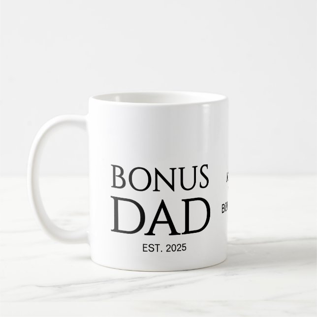 New DAD Gift Custom Text BONUS DAD Established Coffee Mug (Left)