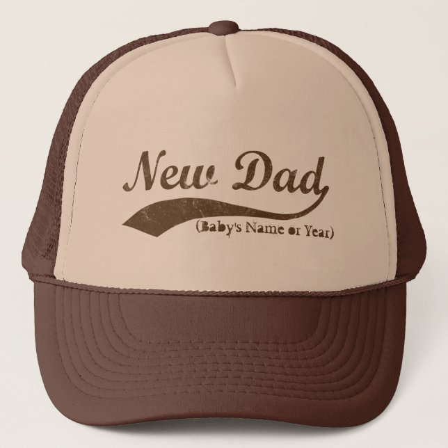 New Dad Hat, Personalized s Name or Year Trucker Hat (Front)