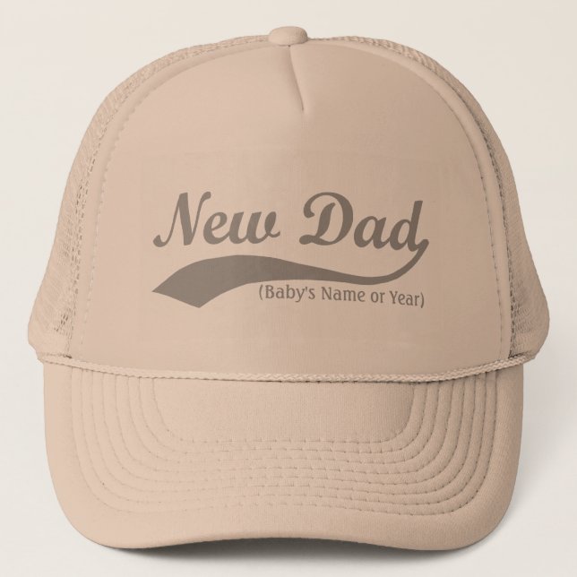 New Dad Hat, Personalized s Name or Year Trucker Hat (Front)