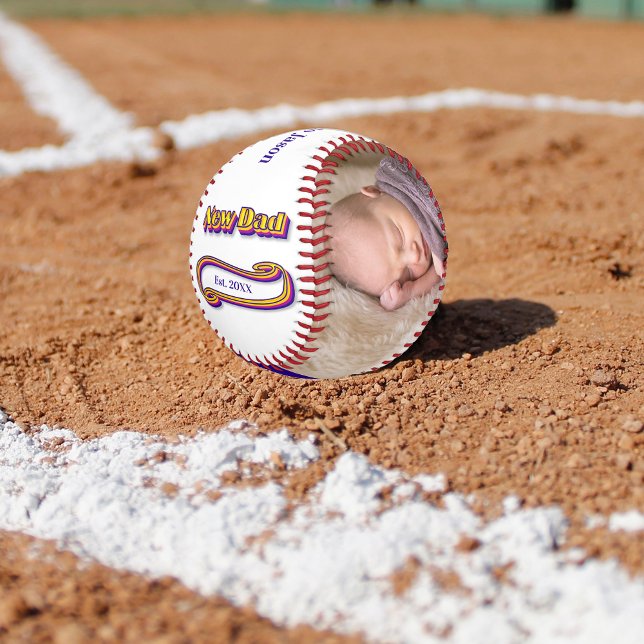 New Dad in Retro Pop Colors Baseball (Creator Uploaded)