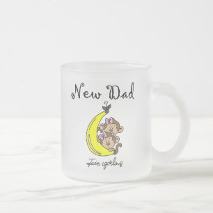 New Dad of Twin Girls Tshirts and Gifts Frosted Glass Coffee Mug