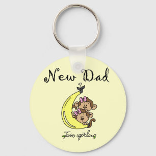 New Dad of Twin Girls Tshirts and Gifts Keychain