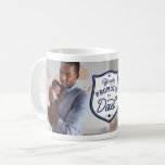 New Dad | Officially Promoted to Dad Badge & Photo Coffee Mug<br><div class="desc">A fun and memorable gift for a new dad. Make it official and promote your amazing man to dad with our "Officially Promoted to Dad" mug. The design features a stylish and fun typographic text pairing of script & hand-lettering in a modern official navy blue badge design. Customize with two...</div>