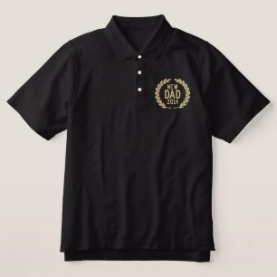 New Dad Personalize YEAR Laurels Embroidery Embroidered Polo Shirt