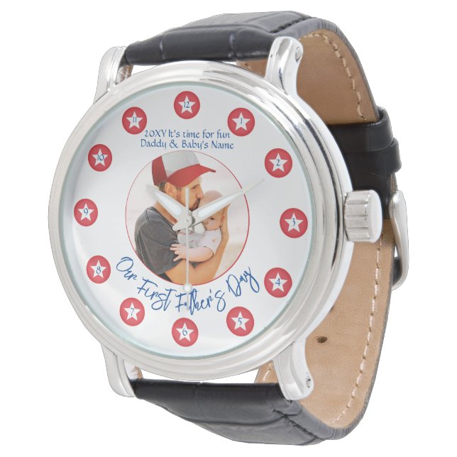 New Dad Picture Unique Keepsake First Fathers Day Watch (Angled)