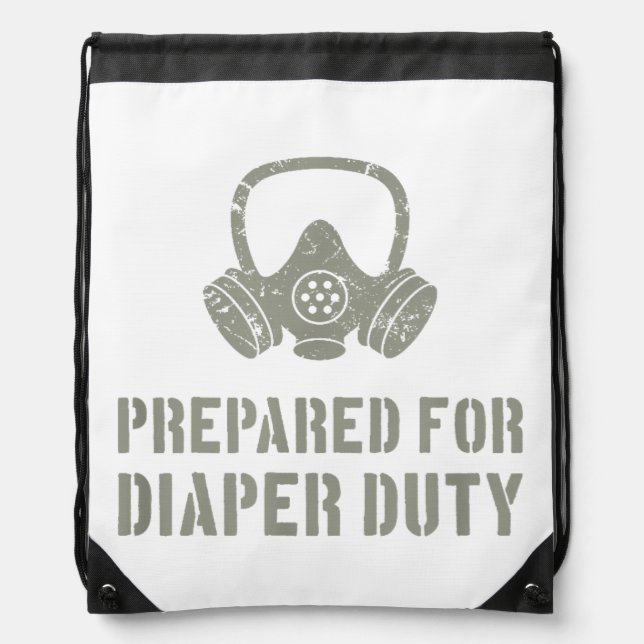 New Dad Prepared For Diaper Duty Funny Drawstring Bag (Front)