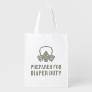New Dad Prepared For Diaper Duty Funny Grocery Bag
