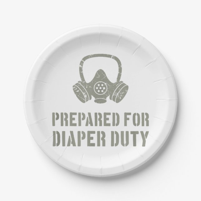 New Dad Prepared For Diaper Duty Funny Paper Plates (Front)
