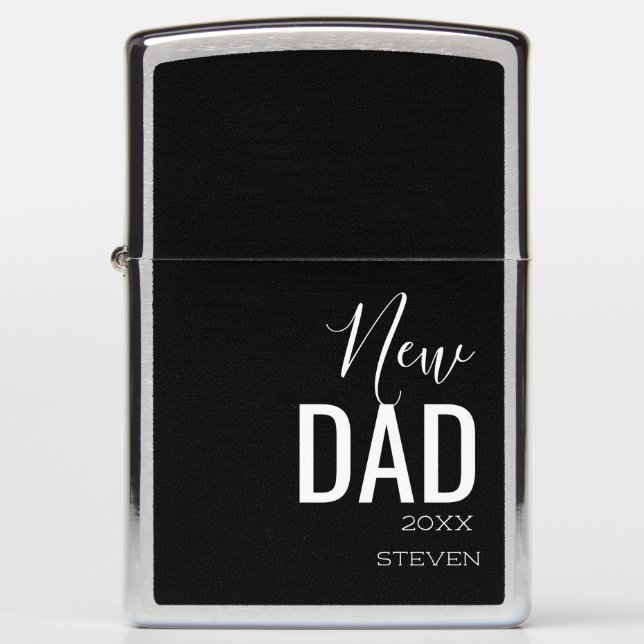 New Dad Script Personalized Keepsake Zippo Lighter (Front)
