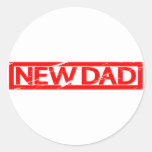 New Dad Stamp Classic Round Sticker