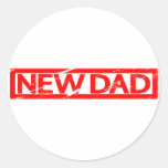 New Dad Stamp Classic Round Sticker