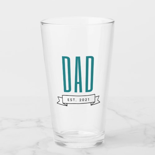 New Dad Young Daddy EST Typography Fathers Day  Glass
