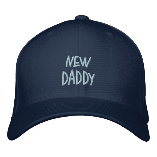 New, Daddy-Blue(Boy)-Saying-Hat=Embroidered Embroidered Baseball Cap (Front)