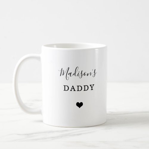 New Daddy _ Childs Name with Simple Heart Coffee Mug