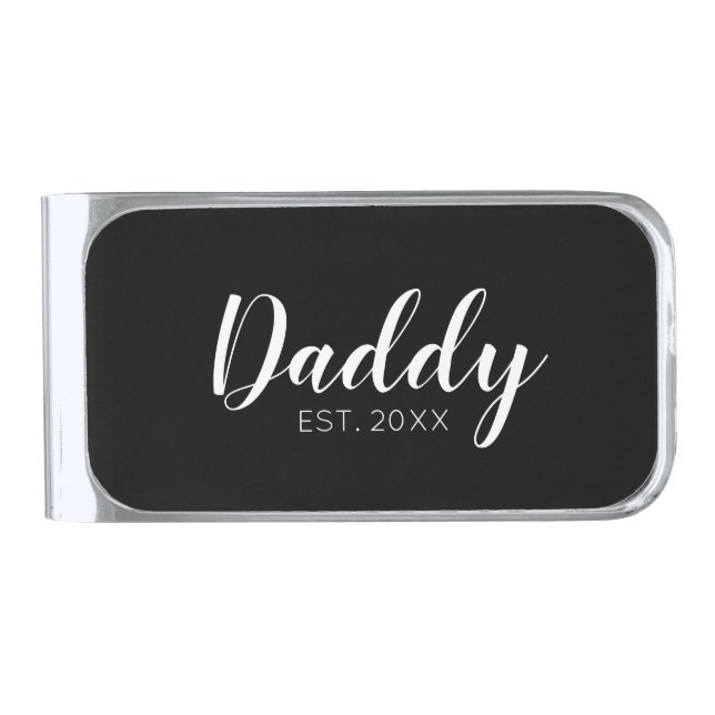 New Daddy Established 2022 Silver Finish Money Clip (Front)