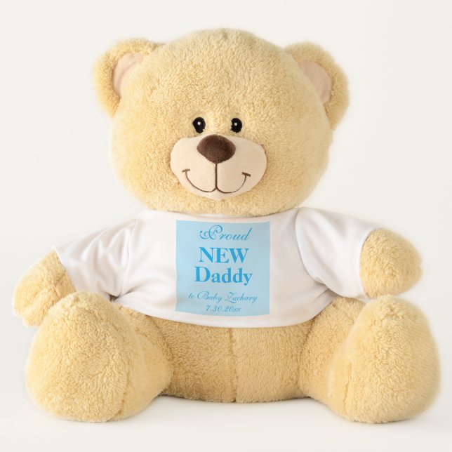 New Daddy It's a Boy Blue Name Teddy Bear (Front)