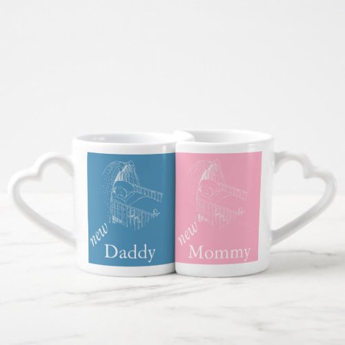 New Daddy Mommy His  Hers Mug Set