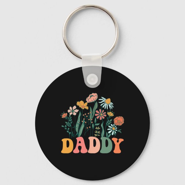 New Daddy Wildflower First Birthday &amp; Baby Sho Keychain (Front)