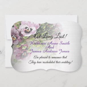 New Date for wedding , Pansy Garden Invitation