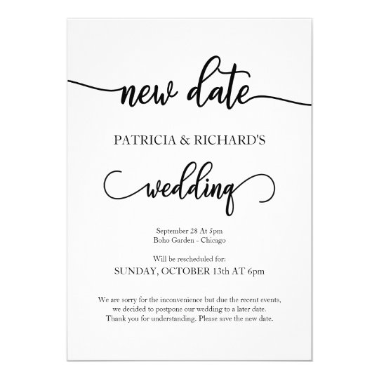 New Date Postponed Wedding Announcement | Zazzle.com
