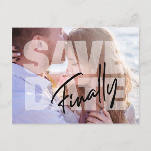 New date wedding photo modern save the date announcement postcard