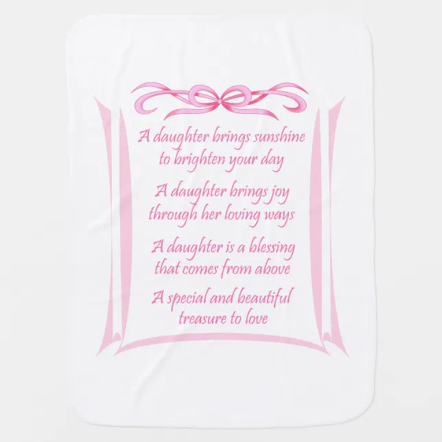 New Daughter Poem Baby Blanket Zazzle