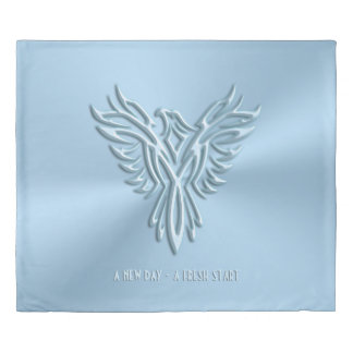 New Day, Fresh Start - Ice Blue Phoenix Rising Duvet Cover