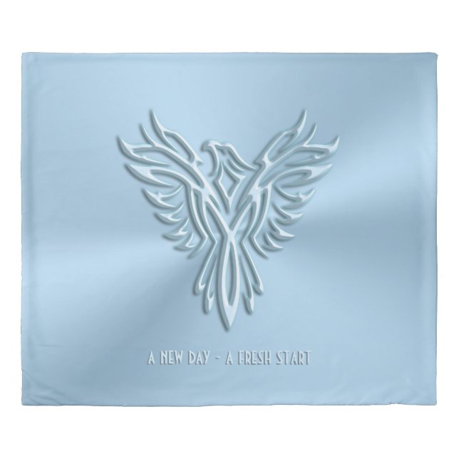 New Day, Fresh Start - Ice Blue Phoenix Rising Duvet Cover (Front)