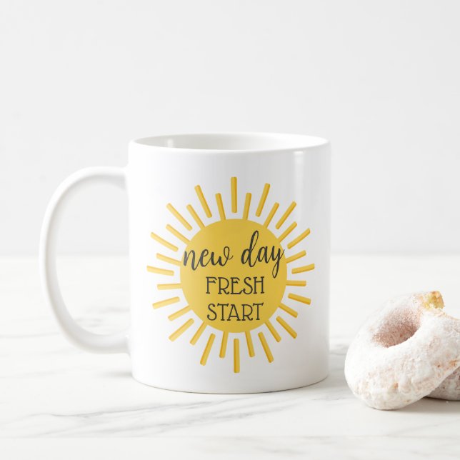 New Day Fresh Start Motivational Quote Mug (With Donut)