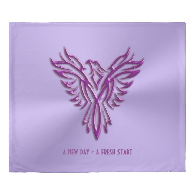 New Day, Fresh Start - Purple Phoenix Rising Duvet Cover (Front)