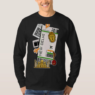 New Delhi Air Ticket Boarding Pass Plane India Tra T-Shirt