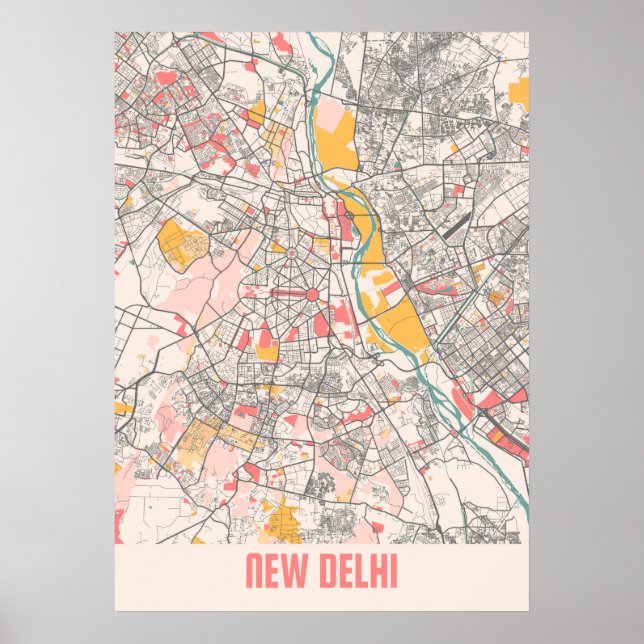 New Delhi - India Chalk City Map Poster (Front)