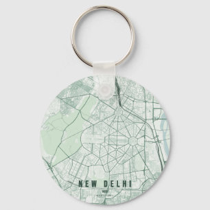 New Delhi India City Map & Custom Text Keychain