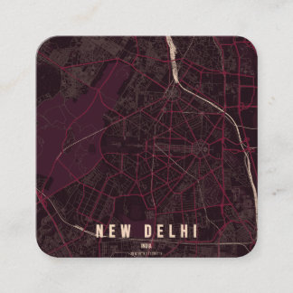 New Delhi India City Map & Custom Text Square Business Card
