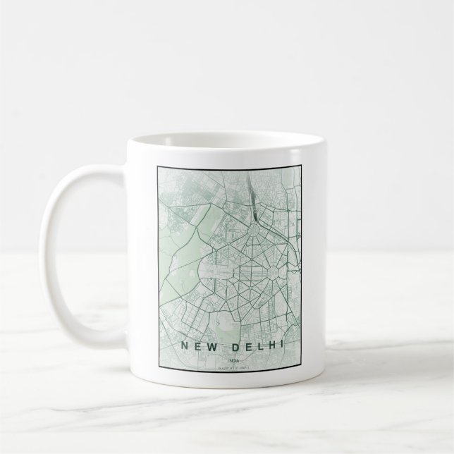 New Delhi India City Map Minimal Design Coffee Mug (Left)