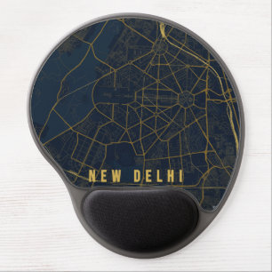 New Delhi India City Map Minimal Design Gel Mouse Pad