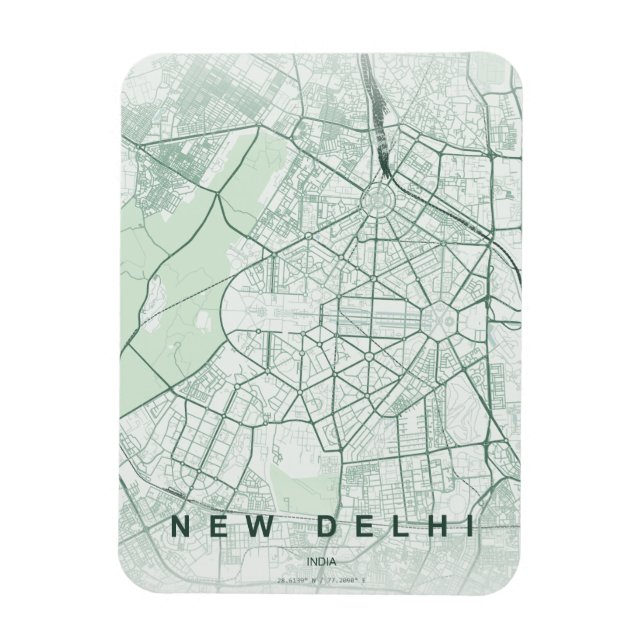 New Delhi India City Map Minimal Design Magnet (Vertical)