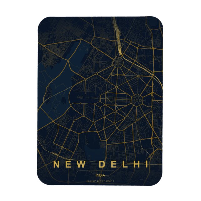 New Delhi India City Map Minimal Design Magnet (Vertical)