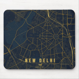 New Delhi India City Map Minimal Design Mouse Pad