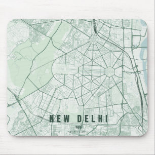 New Delhi India City Map Minimal Design Mouse Pad