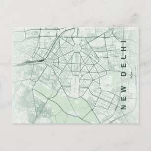 New Delhi India City Map Minimal Design Postcard
